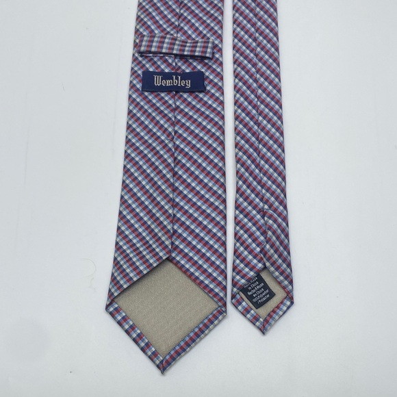 Wembley Classic Red and Blue Plaid Tie - Picture 2 of 6